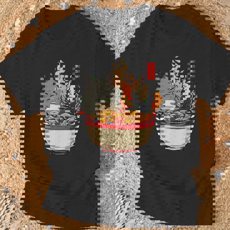 ラーメンプールパーティー かわいい日本アニメヌードルフード Tシャツ 高齢者への贈り物