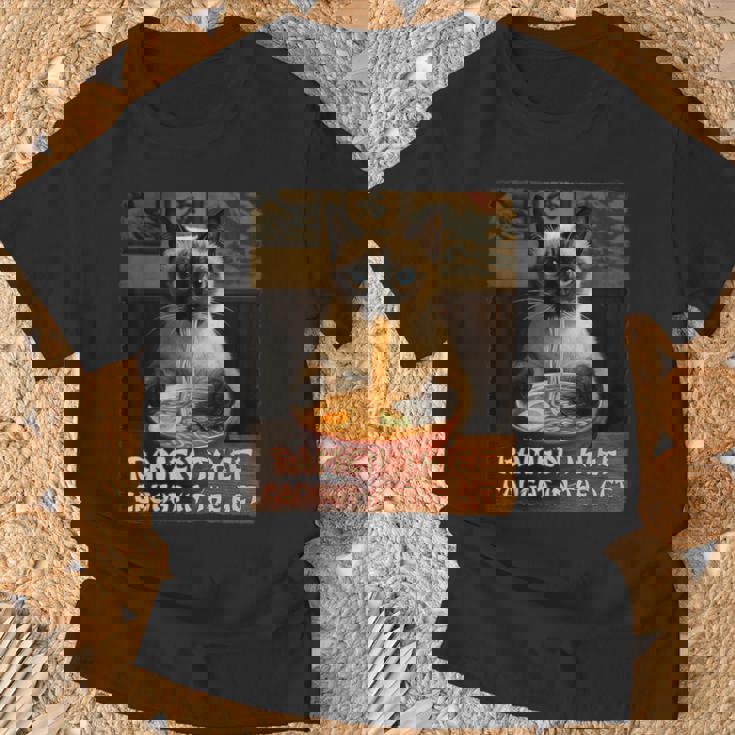 ラーメン猫 シャム猫 ラーメンを食べるラーメン泥棒 グランジ Tシャツ 高齢者への贈り物