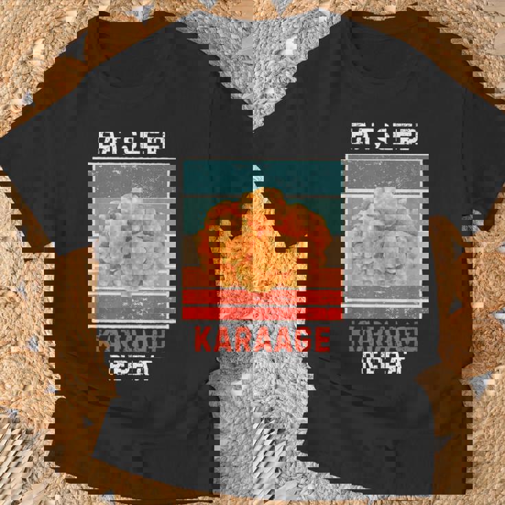 レトロ 食べる 寝る からあげ リピート ヴィンテージ からあげ フード好き Tシャツ 高齢者への贈り物