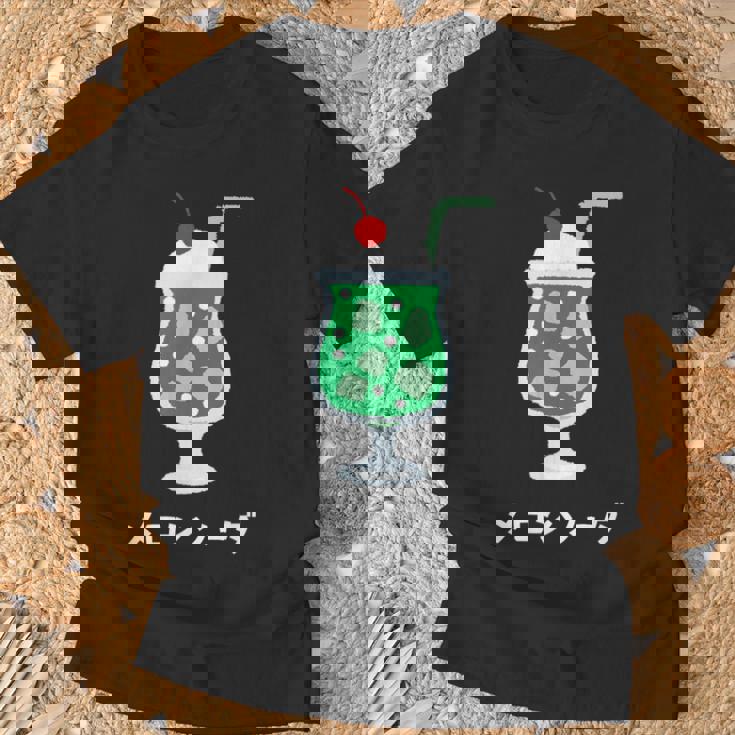レトロジャパニーズグリーンメロンソーダジュースドリンク 日本 70年代 80年代 Tシャツ 高齢者への贈り物