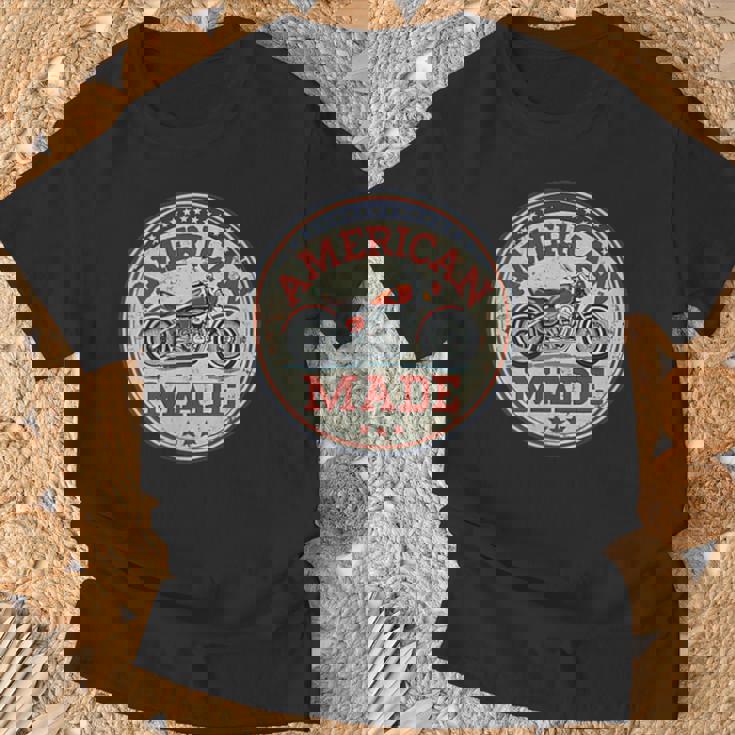 レトロヴィンテージガソリンスタンド アメリカ製 モーターバイクガレージ Tシャツ 高齢者への贈り物