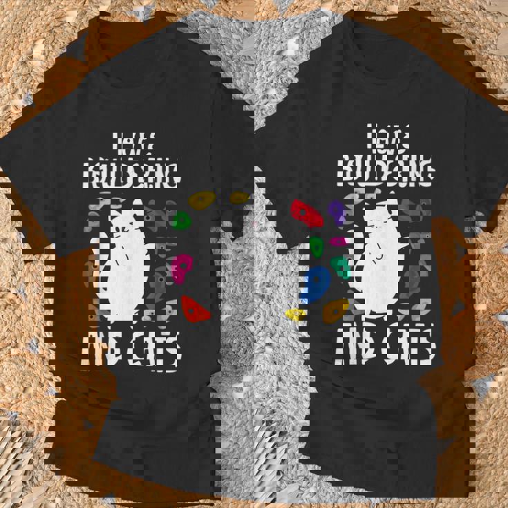 ロッククライミングホールズ クライマー キュート I Love ボルダリングと猫 Tシャツ 高齢者への贈り物