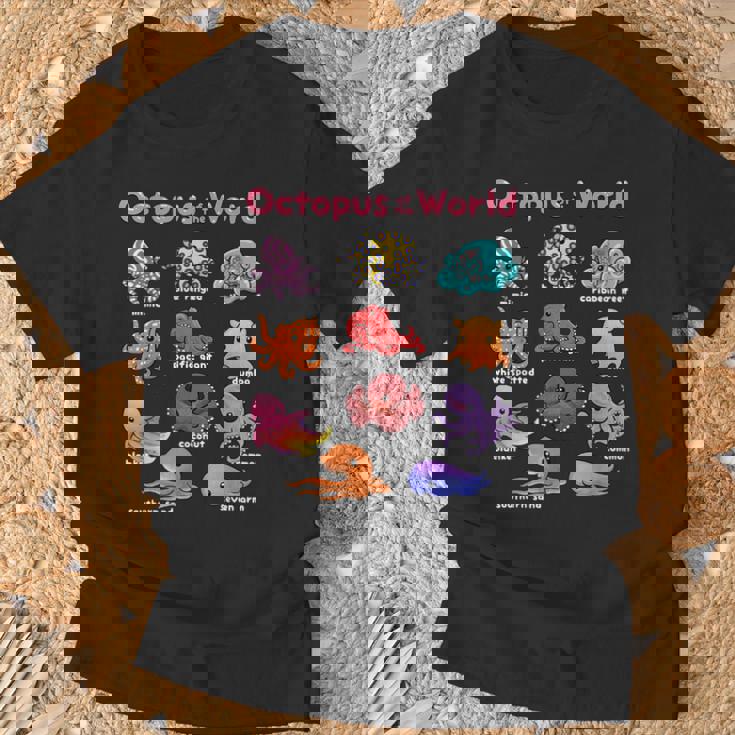 世界のタコ 海の動物 タコ好き 海洋生物 Tシャツ 高齢者への贈り物