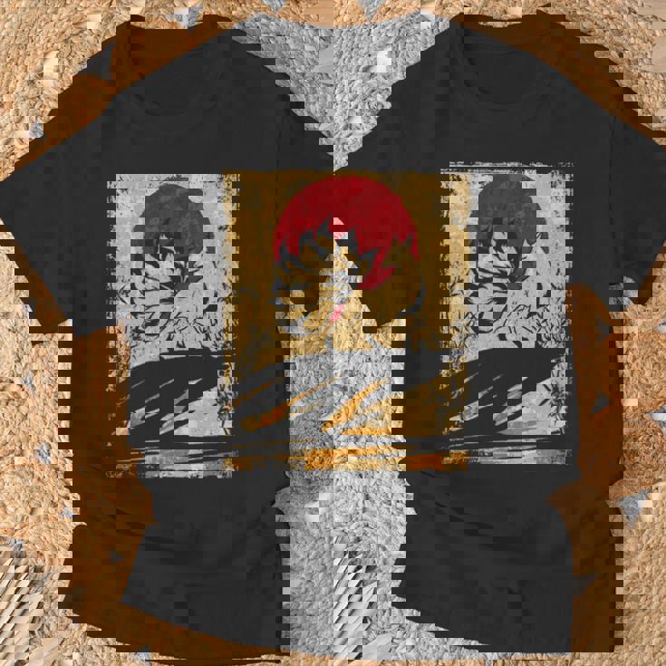 九尾の狐 日本のレトロアート 長袖tシャツ Tシャツ 高齢者への贈り物