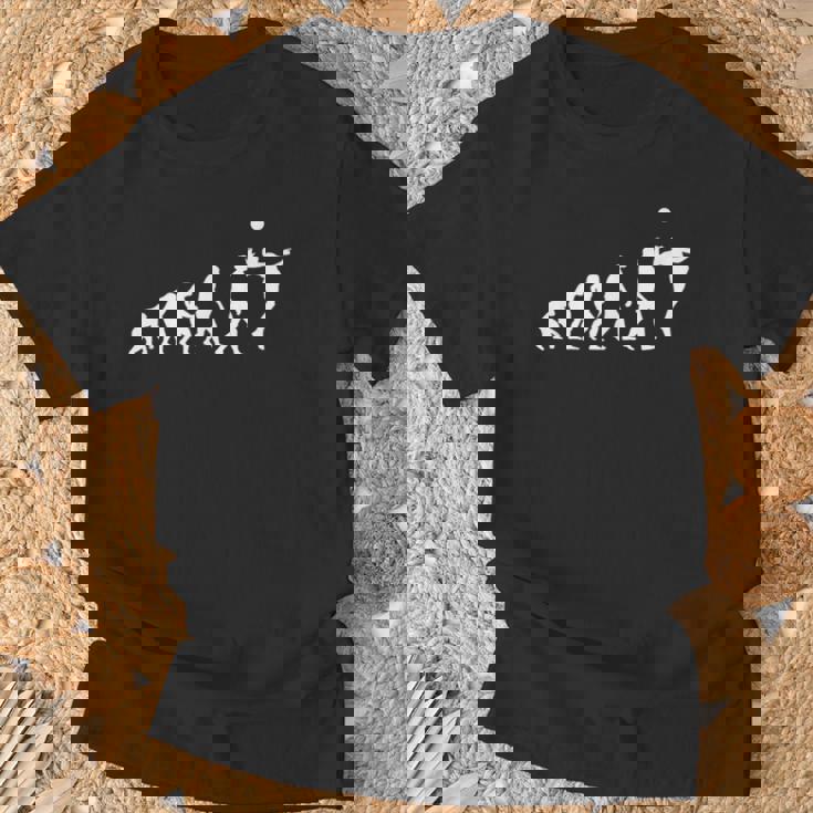 人類の進化 バレーボール バレーボール好き 趣味 おもしろ バレーボール部 ビーチバレー バレー好き Tシャツ 高齢者への贈り物