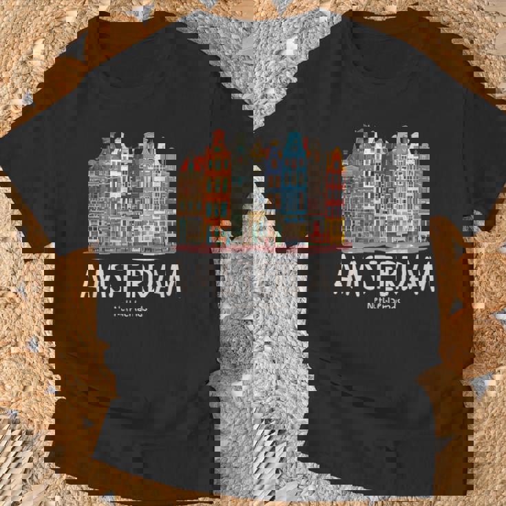 夜のアムステルダム-オランダオランダ-アムステルダム Tシャツ 高齢者への贈り物