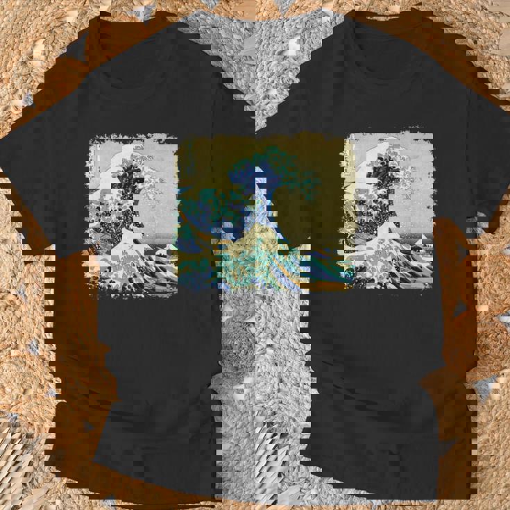 大波 北斎 名画 レトロ Tシャツ 高齢者への贈り物