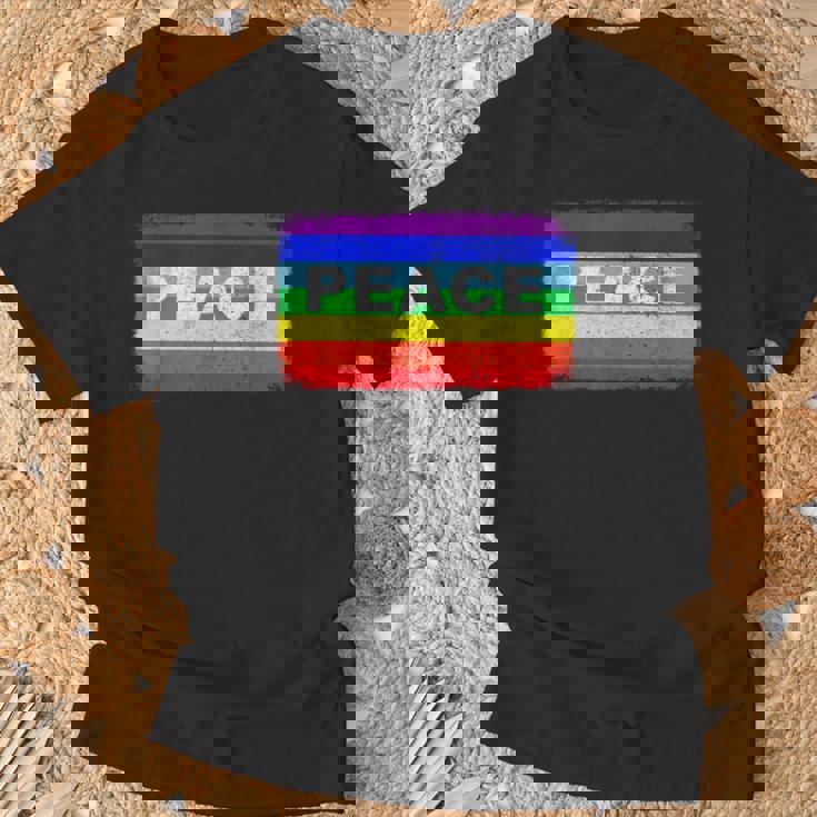平和 シンボル 国旗 色 戦争反対 虹 Peace No Warintage Tシャツ 高齢者への贈り物
