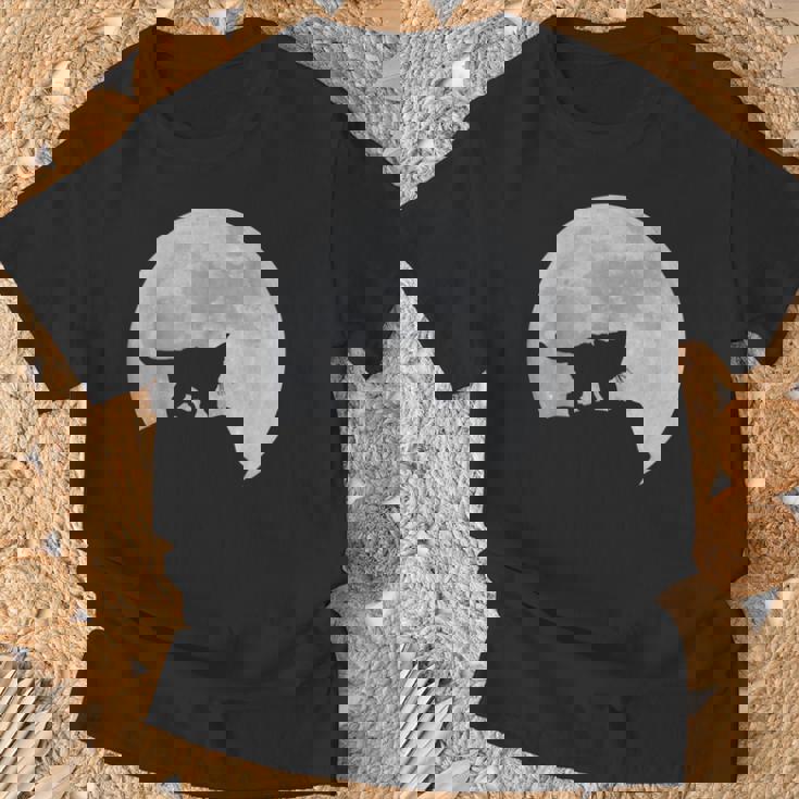 月と猫のシルエット ソマリ猫 Tシャツ 高齢者への贈り物