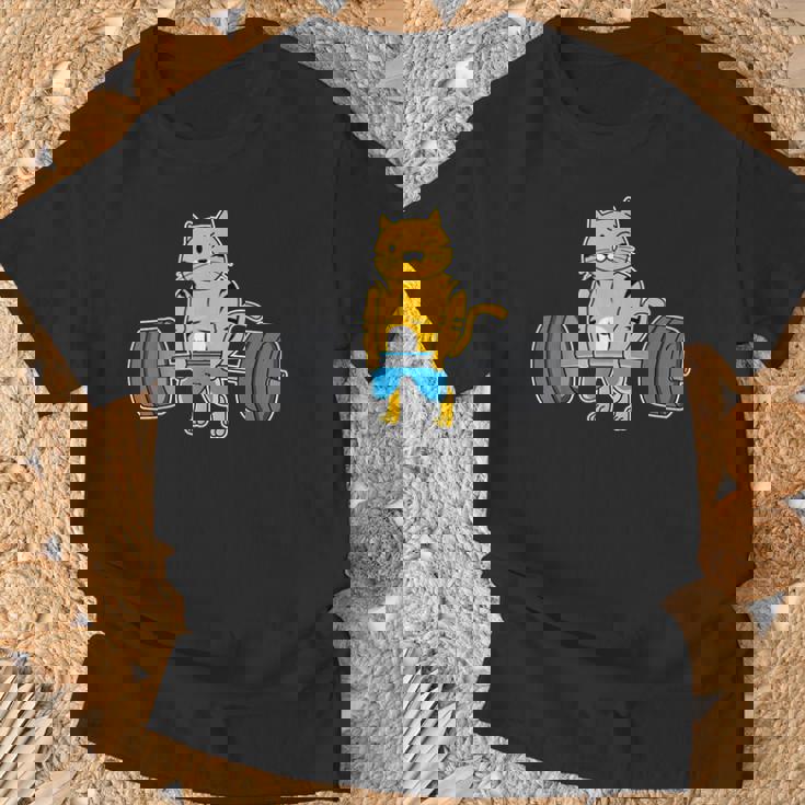 猫 デッドリフト パワーリフティング ウェイトリフティング 猫好き Tシャツ 高齢者への贈り物