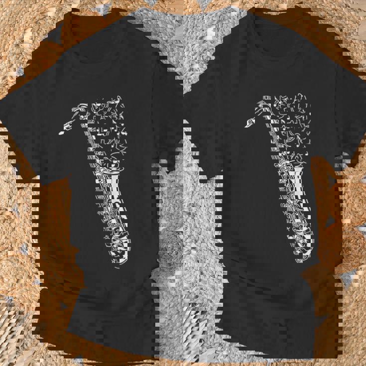 猫とサックス サクソフォン奏者 猫の飼い主 サックス Tシャツ 高齢者への贈り物