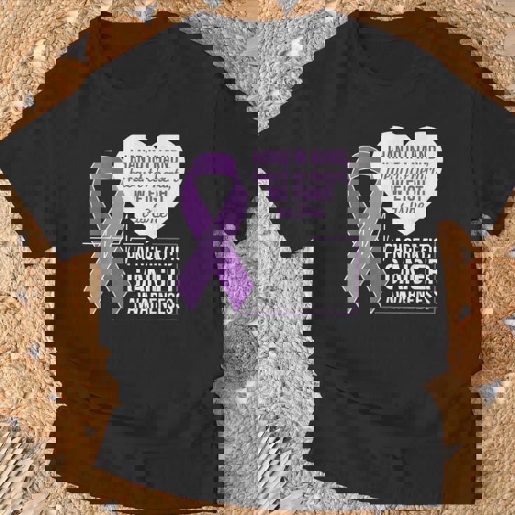 膵臓がん啓発 ハートトゥハート パープルリボン Tシャツ 高齢者への贈り物
