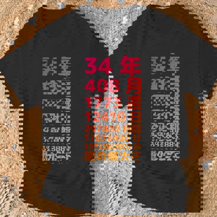 面白い34歳の誕生日の古いメーター 面白い34歳のギフト 女性 男性 面白い電卓 34歳の誕生日のギフト Tシャツ 高齢者への贈り物