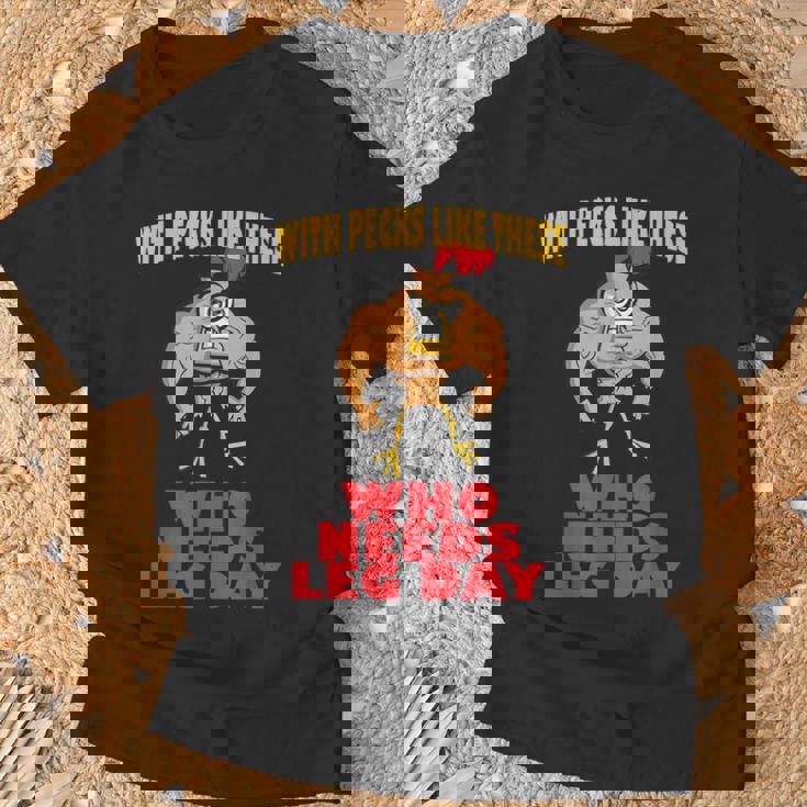 面白いジムフィットネスワークアウトtシャツ チキンレッグ Tシャツ 高齢者への贈り物