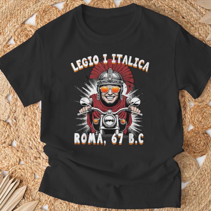 面白いローマのセンチュリオン モーターサイクリスト Legio 1 Italica Tシャツ 高齢者への贈り物