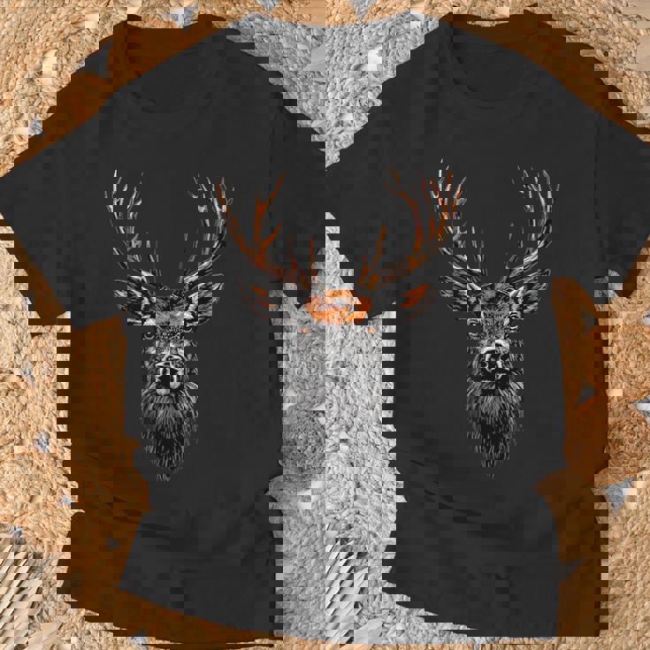 鹿角狩猟鹿トナカイ赤鹿角ハンター Tシャツ 高齢者への贈り物