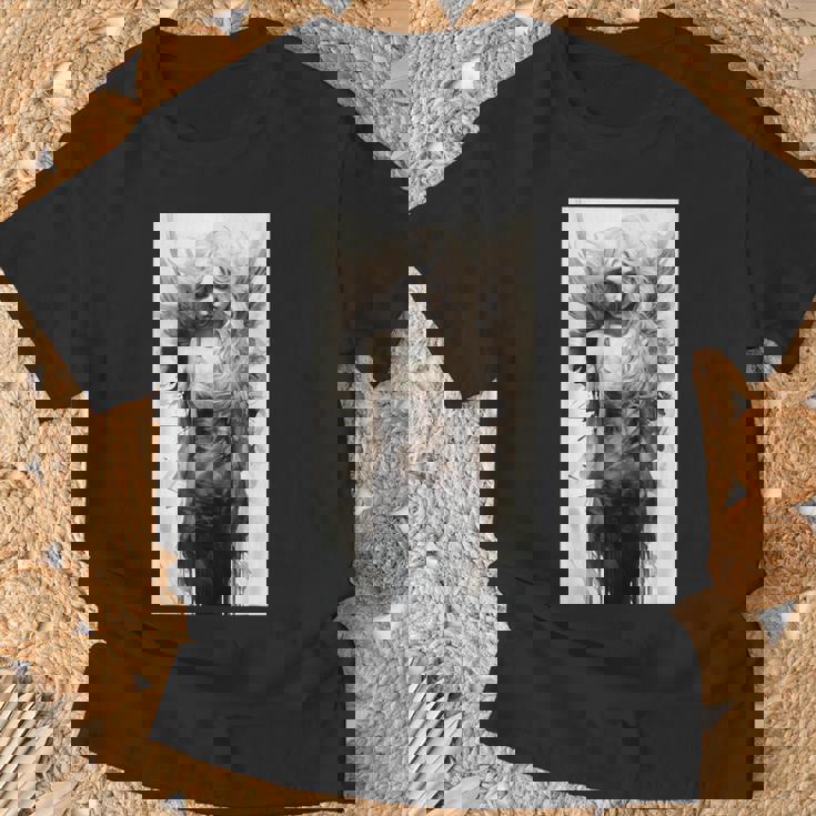 黒と白の天使 クラシックヴィンテージアート Tシャツ 高齢者への贈り物