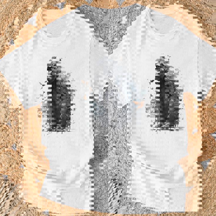 Gorilla Lover アートワーク 鳥 動物 モチーフ ゴリラ Tシャツ 高齢者への贈り物