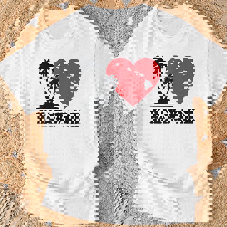 I Love Hawaii ハワイアンハートパーム レディース メンズ ボーイズ ガールズ Tシャツ 高齢者への贈り物
