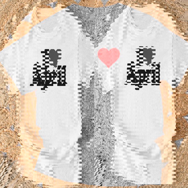 I Love Heart April Nameon A Tシャツ 高齢者への贈り物
