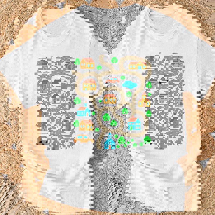 Play Cars On Dad's Back Mat Road Car Race Track Festa Del Papà Maglietta Regalos para ancianos