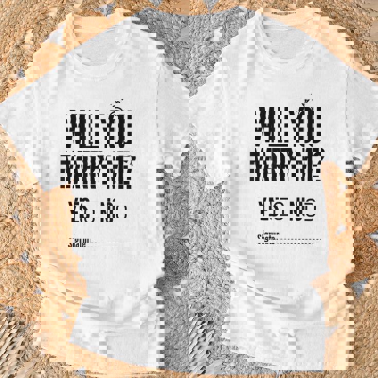 Will You Marry Me Wedding おもしろプロポーズ Tシャツ 高齢者への贈り物