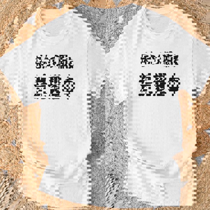 「ほかの服は洗濯中」面白い 筆文字 ユーモア満点 背面に文字入りデザイン おもしろプリント Tシャツ 高齢者への贈り物