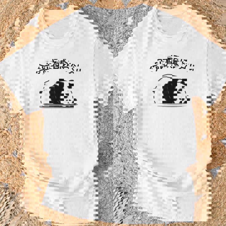 【今日は頑張らない】パンダ おもしろ 面白い熊 可愛い ユーモア ギャグ ネタ ウケ狙い 笑える だらだら ウケる Tシャツ 高齢者への贈り物