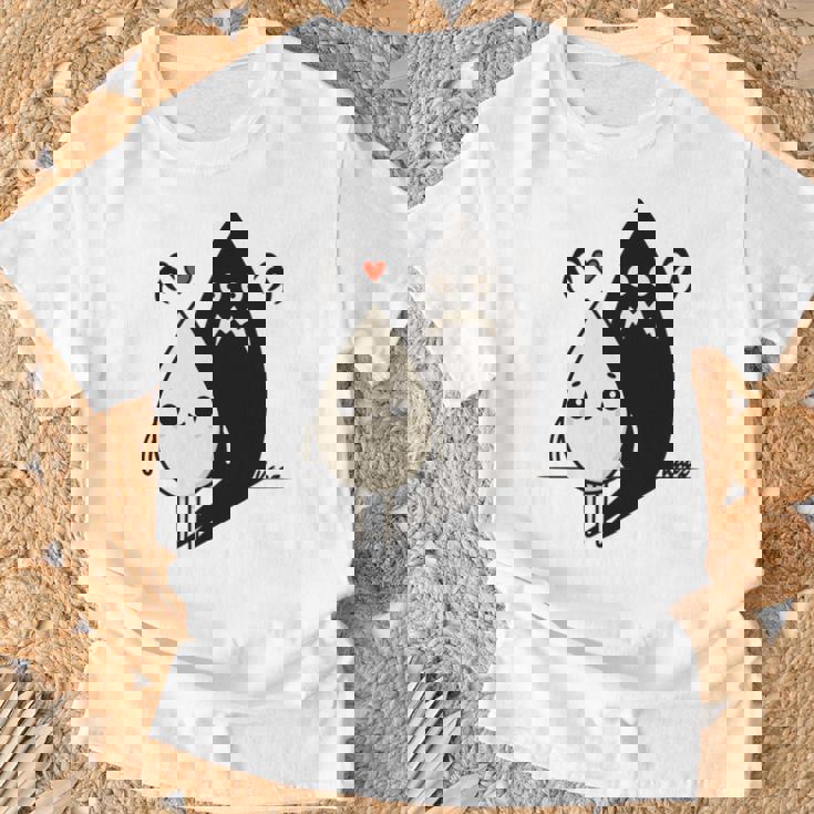 かわいい影モンスター コントラスト イラスト 長袖tシャツ Tシャツ 高齢者への贈り物