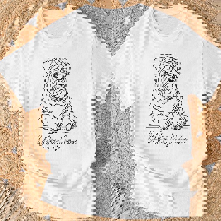 イングリッシュブルドッグ ママ ブルドッグ ママ キュート ラインアート 犬 アーティスティック Tシャツ 高齢者への贈り物