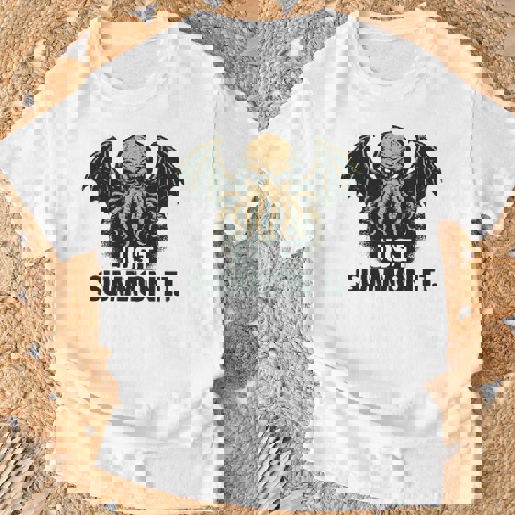 クトゥルフ、ただ召喚するだけ、面白い宇宙ホラークトゥルフカルト。 長袖tシャツ Tシャツ 高齢者への贈り物