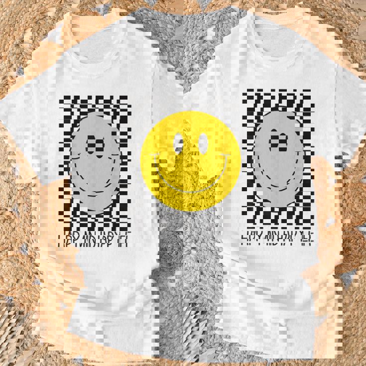 ハッピーマインド ハッピーライフ 70年代 スマイルチェック ハッピースマイルフェイス Tシャツ 高齢者への贈り物