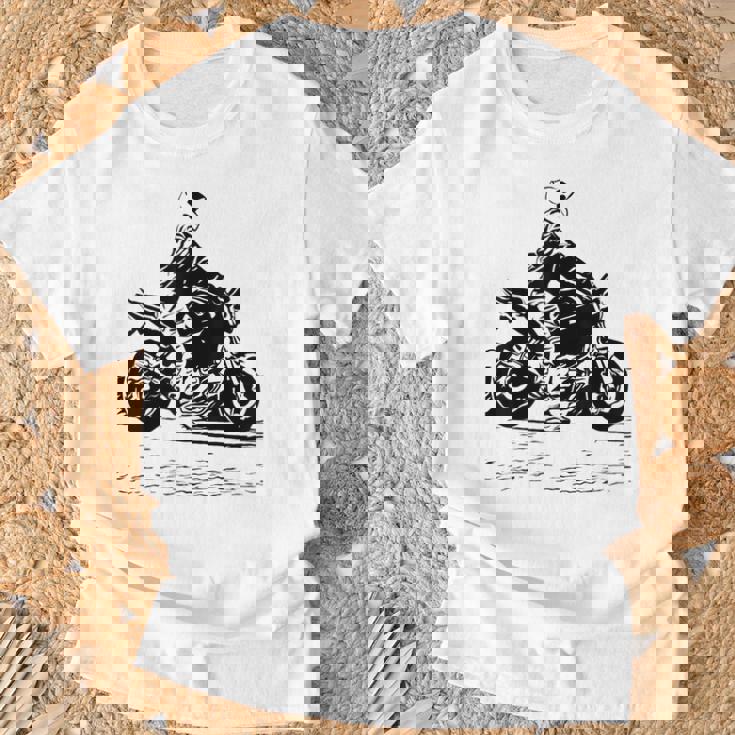 バイク オリジナル作品 タトゥーバイカーv650-Twin Cafe Tシャツ 高齢者への贈り物