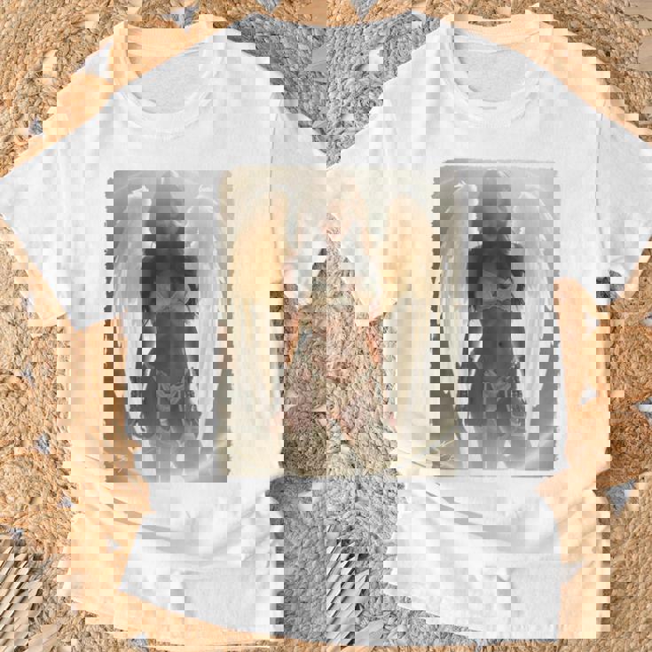 バックプリントtシャツ セクシーなブルネットエンジェルピンナップガール 長袖tシャツ Tシャツ 高齢者への贈り物