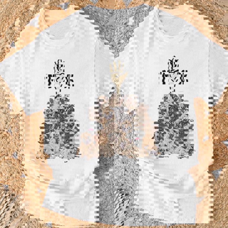 パグがいっぱい I'm Ok パグ好き。 Tシャツ 高齢者への贈り物