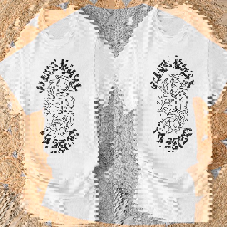 ボディピアス Guess Where I'm Pierced アンティーク調デザイン Tシャツ 高齢者への贈り物