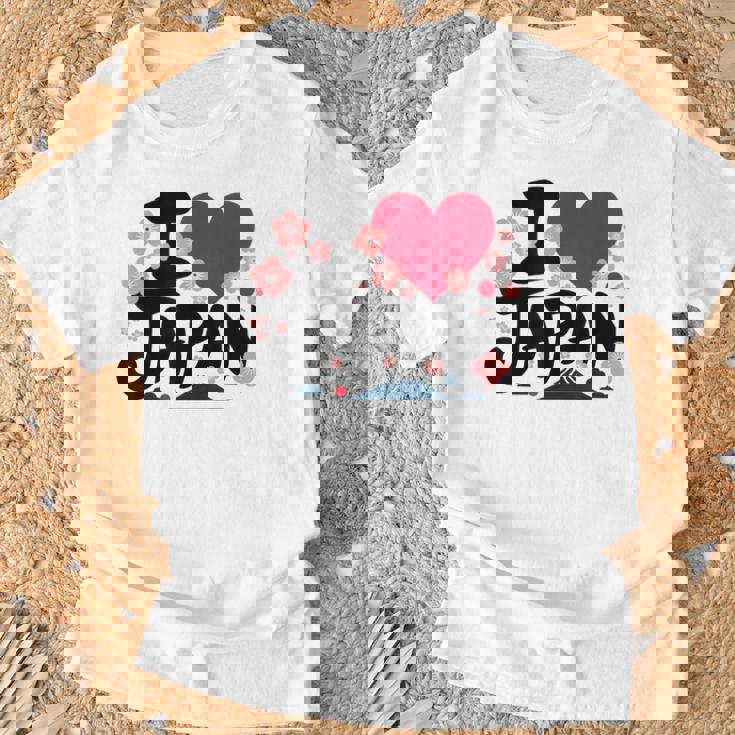 日本人 I Love Japan 桜 旗 富士山 旅行 Tシャツ 高齢者への贈り物