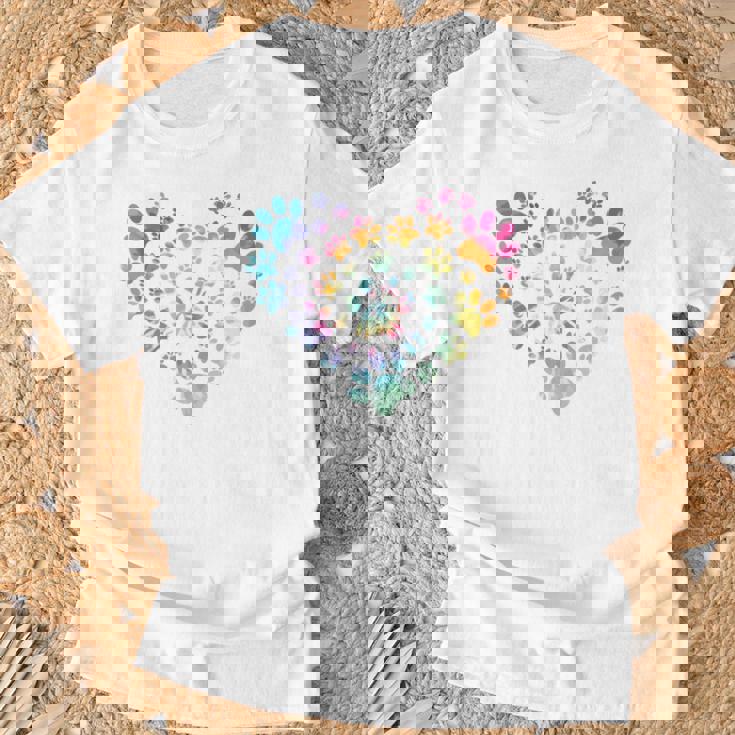 バックプリント 犬の足跡 犬 ペット 足跡 プリント 長袖tシャツ Tシャツ 高齢者への贈り物