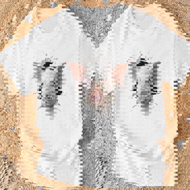 豚 アニマル柄 グラフィック 図面 イラスト 顔 豚 Tシャツ 高齢者への贈り物