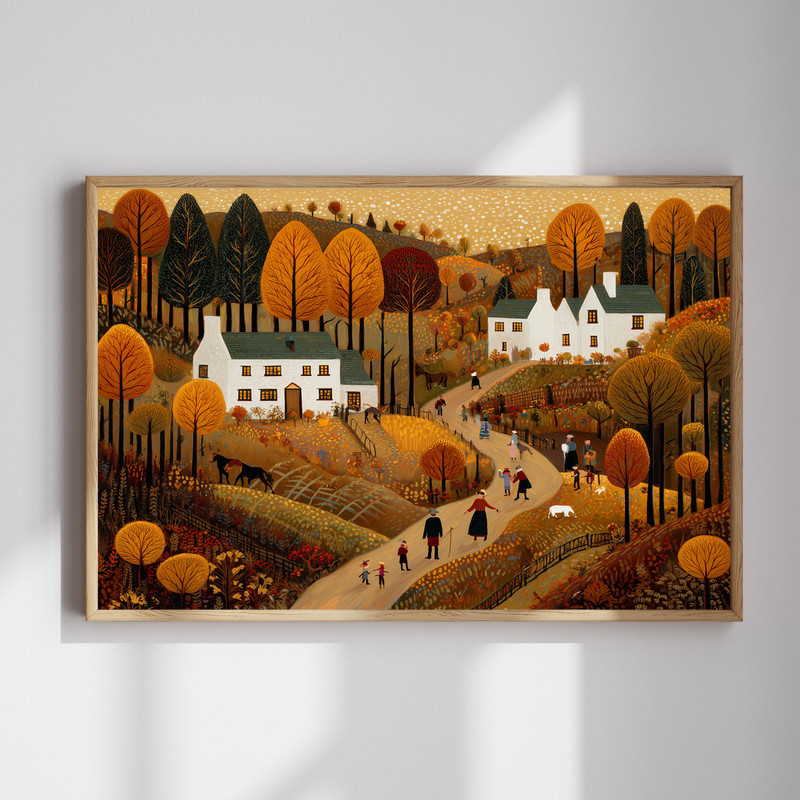 Autumn countryside canvas wall art with warm fall foliage and rural landscape, perfect entryway decor in earthy, welcoming tones | Familywalldecor