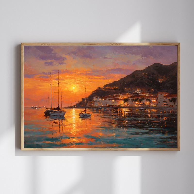 Coastal Christmas Glow - Oil Painted Harbor Canvas Decor | Family Wall Decor