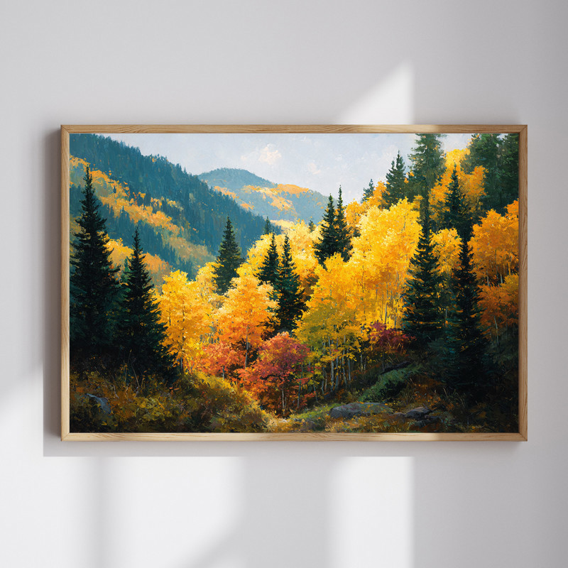 Vibrant Aspen Tree Canvas Art - Emotional Autumn Oil Painting Decor | Family Wall Decor