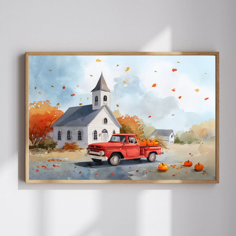 Faith, fall and farmhouse rides canvas wall art with rustic typography in autumn tones, for welcoming entryway decor | Familywalldecor