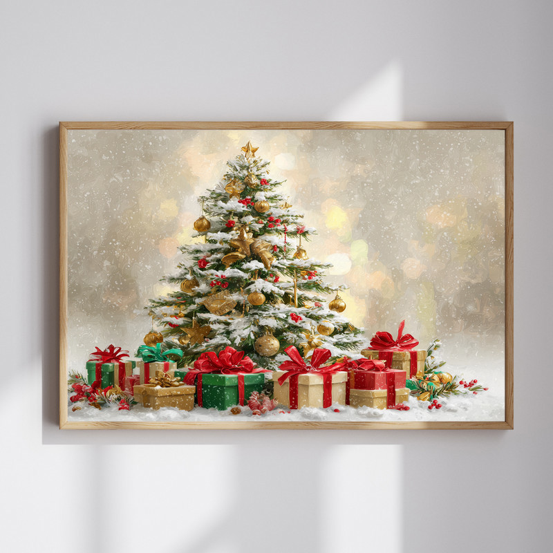Festive Christmas Tree canvas wall art for hallway or entryway, seasonal holiday decor accent to welcome guests | Familywalldecor