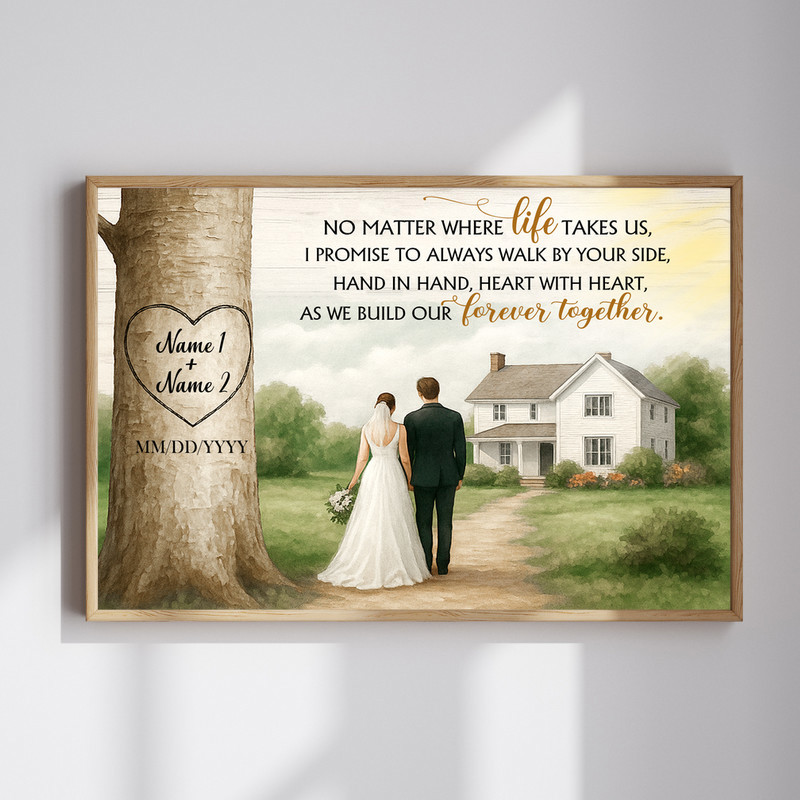 Personalized Love Tree Canvas - Carved Names & Date Art Gift | Family Wall Decor