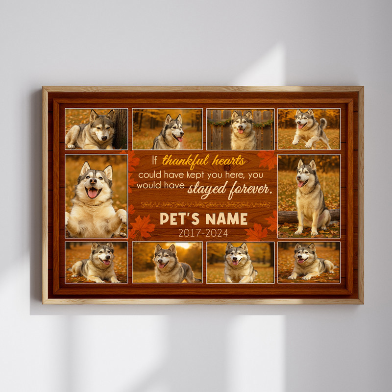 Thanksgiving dog memorial canvas with custom photo collage and the quote 'If Love Could Have Saved You' in farmhouse look | Familywalldecor