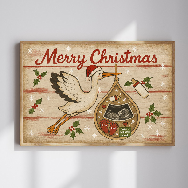 Holiday Baby Reveal - Ultrasound Keepsake Canvas | Familywalldecor