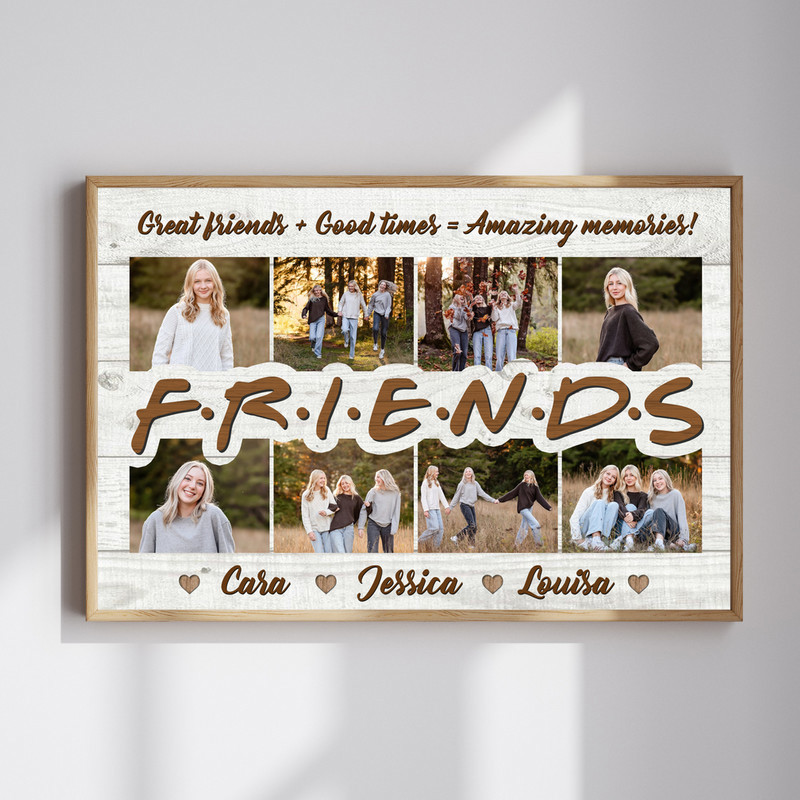 Bestie Photo Collage Canvas - Personalized Friend Gift for Her | Family Wall Decor