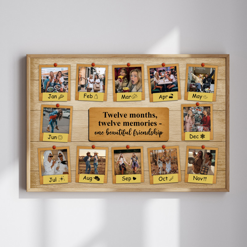 Heartfelt Bestie Photo Collage Canvas - Rustic Friendship Keepsake | Family Wall Decor