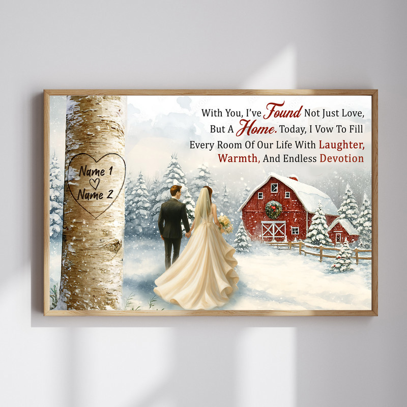 Personalized Tree Heart Carving Canvas - Rustic Wedding Gift Art | Familywalldecor